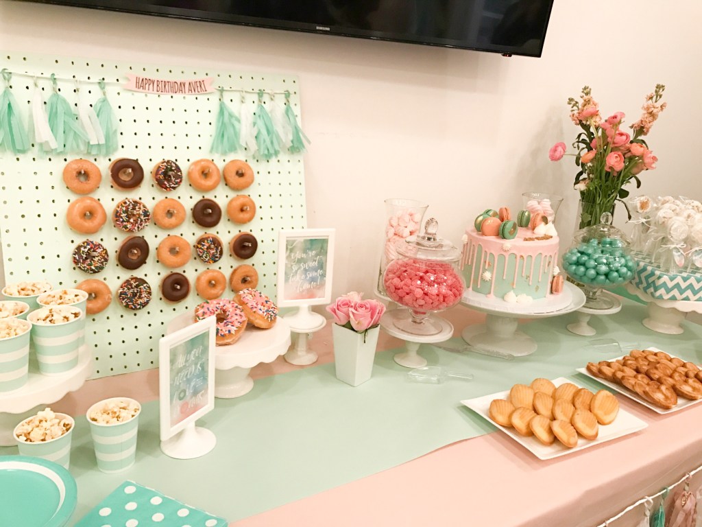 Mint, pink, and gold craft&nbsp;party